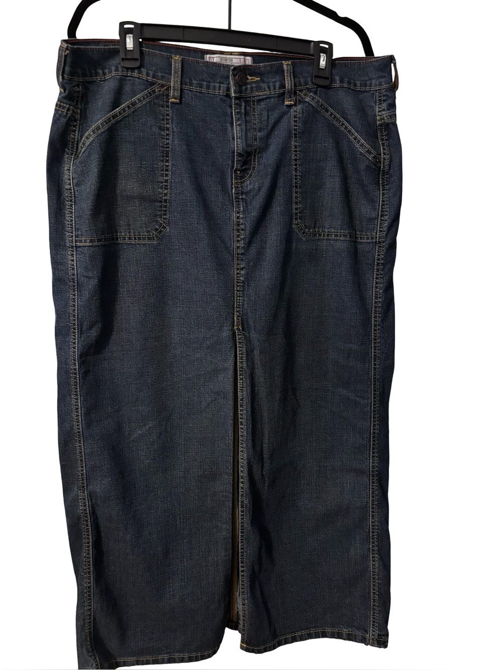 Levi Strauss Denim Maxi Skirt Women’s Dark Wash Split Hem Y2k